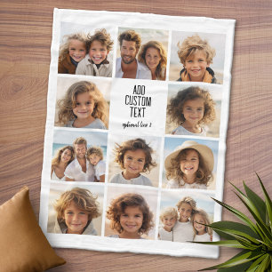 Couverture Polaire Photo Collage - 11 Photos avec un bloc de texte 2 