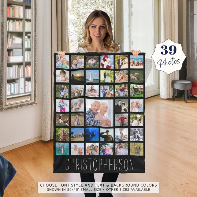 Couverture Polaire Photo Collage 39 Photos Couleur modifiable Personn (Créateur téléchargé)