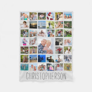 Couverture Polaire Photo Collage 39 Photos Gris modifiable Personnali