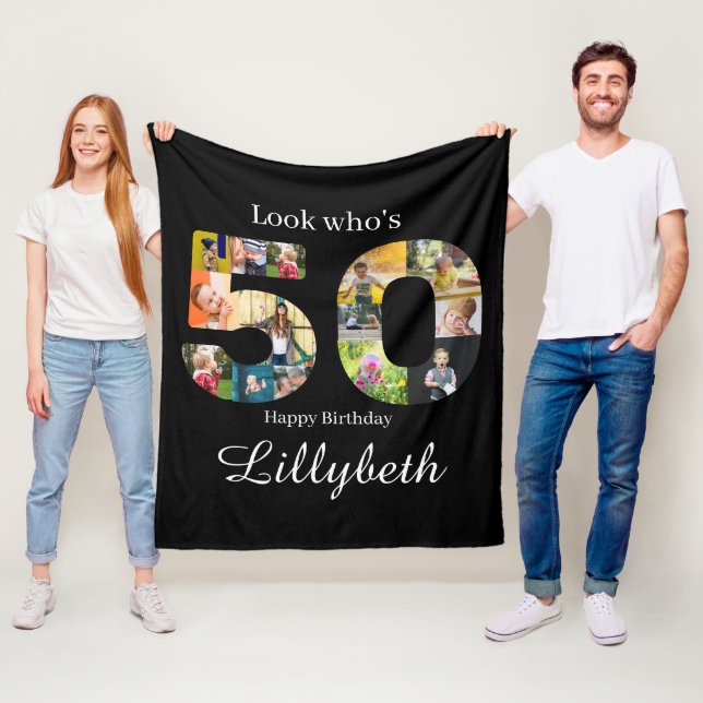 Couverture Polaire Photo Collage 50e Anniversaire Blanche polaire (En situation)