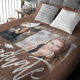 Couverture Polaire Photo Collage Graduation Fleece Blanket Tan