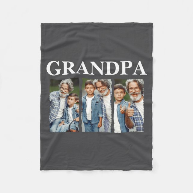 Couverture Polaire Photo Collage Grandpa D Gift  (Devant)