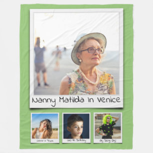 Couverture Polaire Photo Collage Noms Monogrammes Pistachio Green Lar