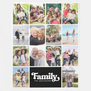 Couverture Polaire Photo Collage Retro Famille 14 Photos