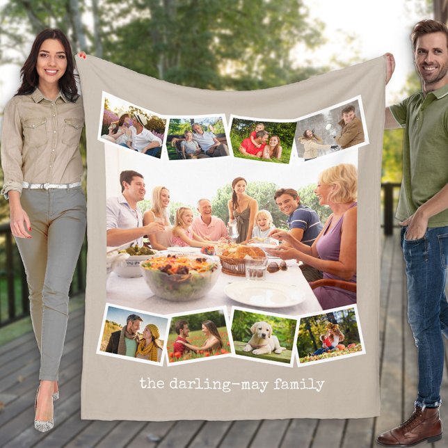 Couverture Polaire Photo Collage Zigzag Bande photo Champignons neutr (Créateur téléchargé)