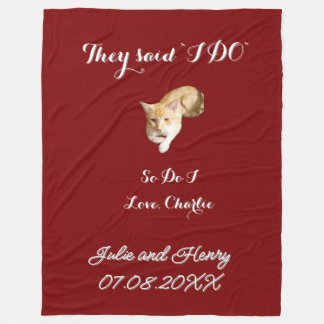 Couverture Polaire Photo de chat roux de mariage Texte Personnaliser
