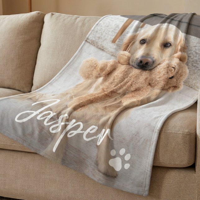 Couverture Polaire Photo de chien avec un nom d'animal de compagnie m (Personalize with your pet's name and photo. Choose from 3 different sizes.)