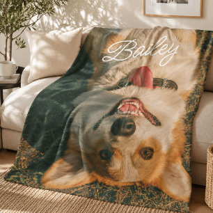 Couverture Polaire Photo de chien personnalisé Nom de chien Couvre-pe