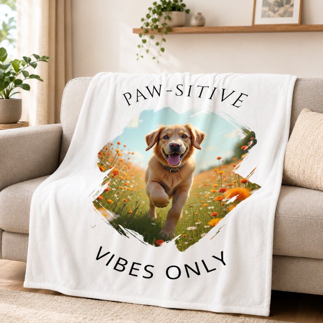 Couverture Polaire Photo de Golden Retriever à vibrations positives (Créateur téléchargé)