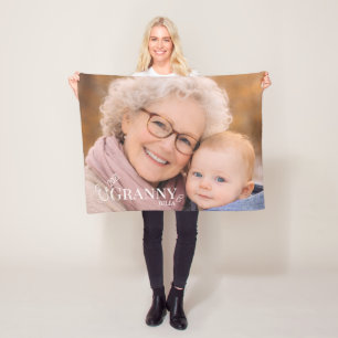 Couverture Polaire Photo de grand-mère année d'établissement Cœur mod