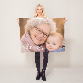 Couverture Polaire Photo de grand-mère année d'établissement Cœur mod