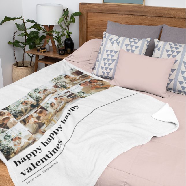 Couverture Polaire Photo de la famille Collage | Heureux Valentines (Créateur téléchargé)