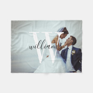 Couverture Polaire Photo de mariage personnalisée et monogramme