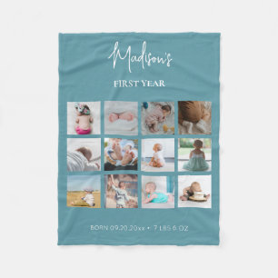 Couverture Polaire Photo de première année du bébé Collage de photos 