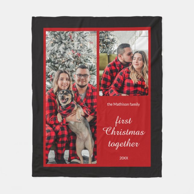 Couverture Polaire Photo du premier Noël des couples ensemble (Devant)