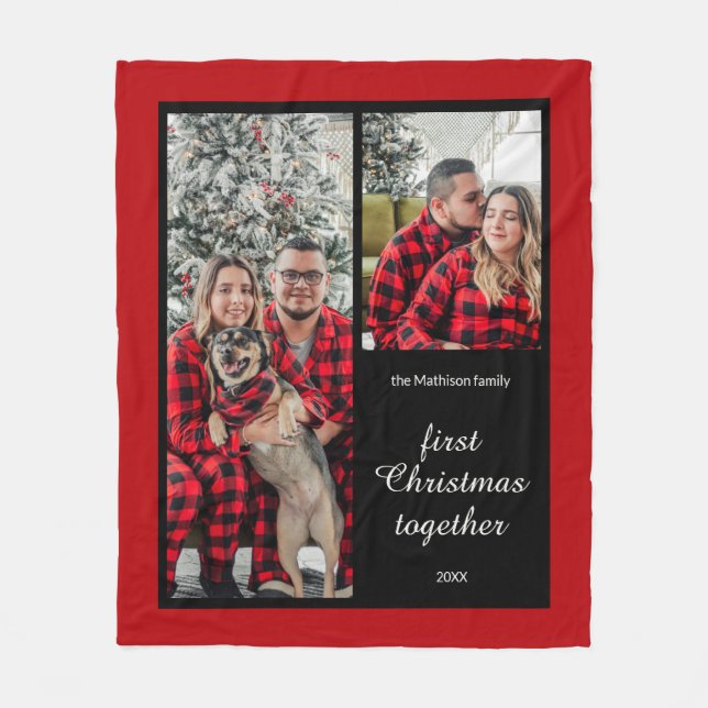 Couverture Polaire Photo du premier Noël des couples ensemble (Devant)