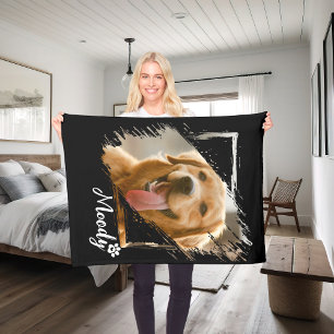Couverture Polaire Photo et nom d'animal de compagnie moderne Couvert