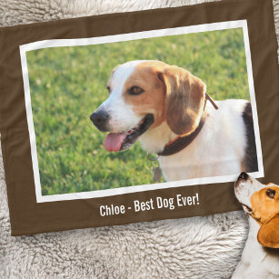 Couverture Polaire Photo et nom du chien Beagle personnalisé