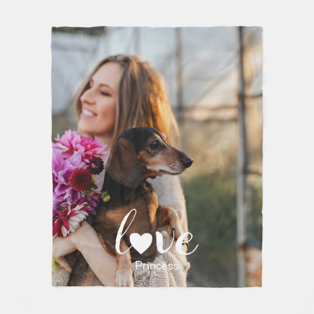 Couverture Polaire Photo Love Heart Nom personnalisé Pet Lover (Devant)