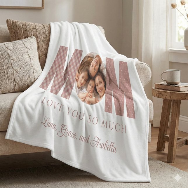 Couverture Polaire Photo Maman Blanche polaire (Celebrate mom with this sweet personalized photo blanket! )