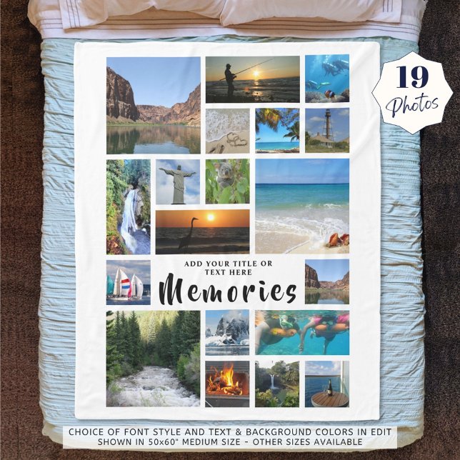 Couverture Polaire Photo moderne Collage de pinceau Scripts MEMORIES  (Créateur téléchargé)