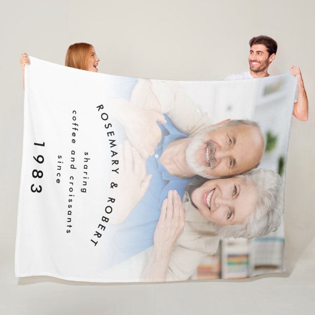 Couverture Polaire Photo Overlay Sharing Café Croissants Année Noms (En situation)