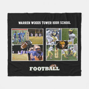 Couverture Polaire Photo personnalisée Collage École Football Horiz