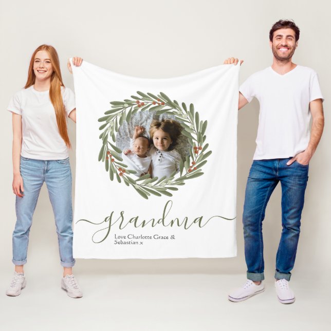 Couverture Polaire Photo personnalisée de la couronne de Berry Green  (En situation)