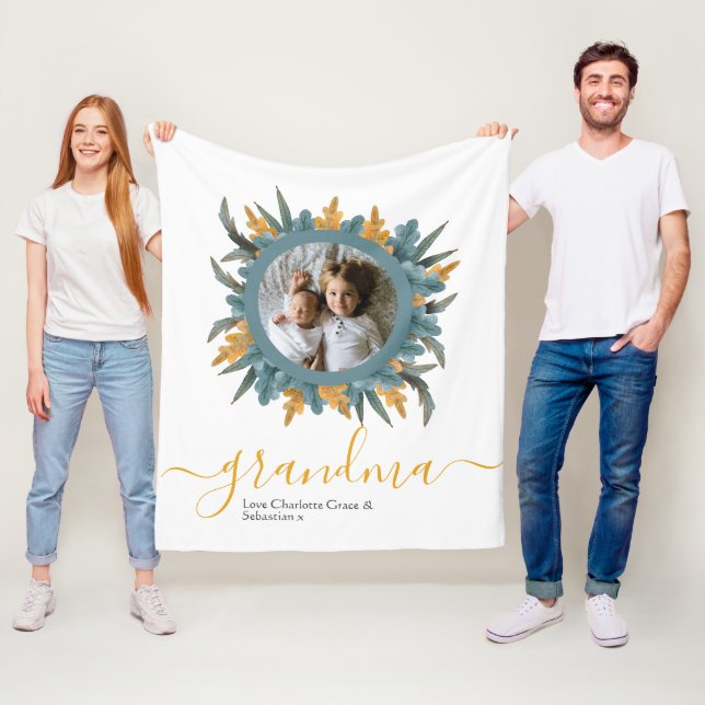 Couverture Polaire Photo personnalisée de la couronne verte orange de (En situation)