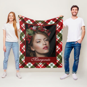 Couverture Polaire Photo personnalisée Rouge et vert Plaid