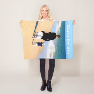 Couverture Polaire Photo personnalisée Texte Bébé Toison Blanche Vos 