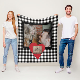 Couverture Polaire Photo personnalisée Valentines Jour deux initiales