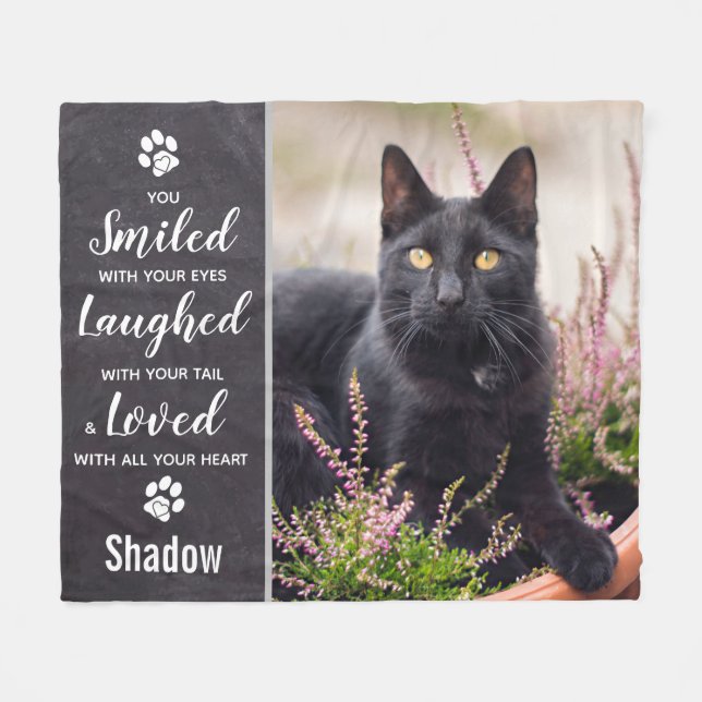 Couverture Polaire Photo Pet Memorial Keepsaké Chat (Devant (Horizontal))