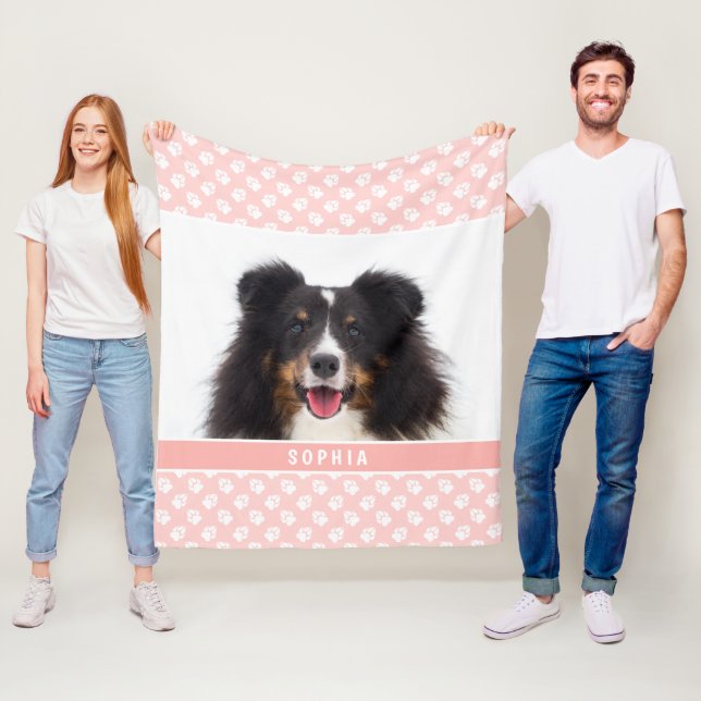 Couverture Polaire Photo Pet Personnalisée Rose Vierge Avec Patrouill (En situation)