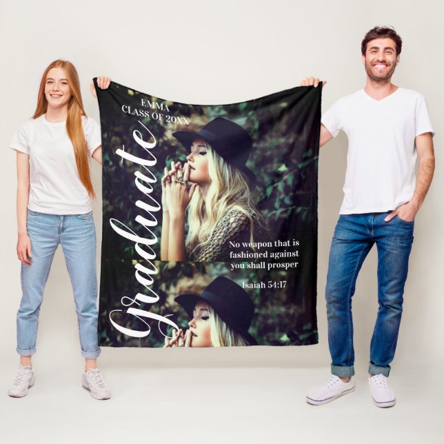 Couverture Polaire Photo Texte personnalisé Écriture biblique des dip (En situation)