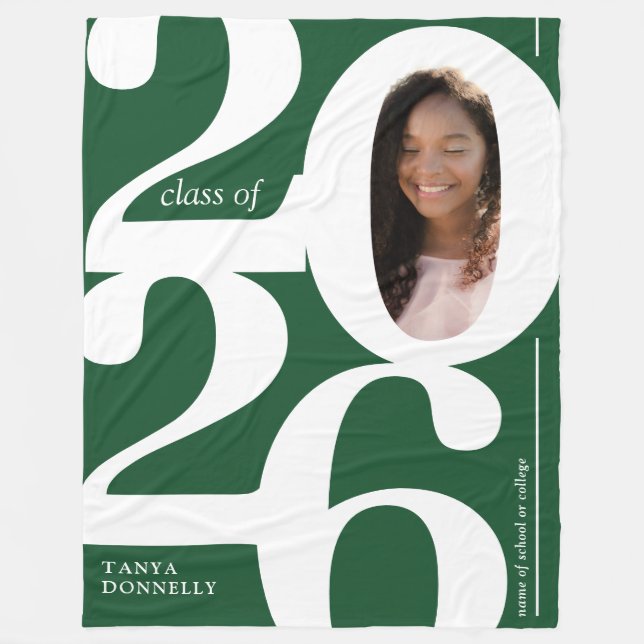 Couverture Polaire Photo verte 2025 Graduation (Devant)