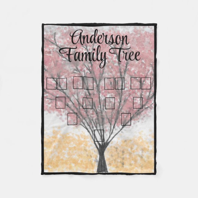 Couverture Polaire Photos d'ancêtre Aquarelle Feuille rouge arbre gén (Devant)