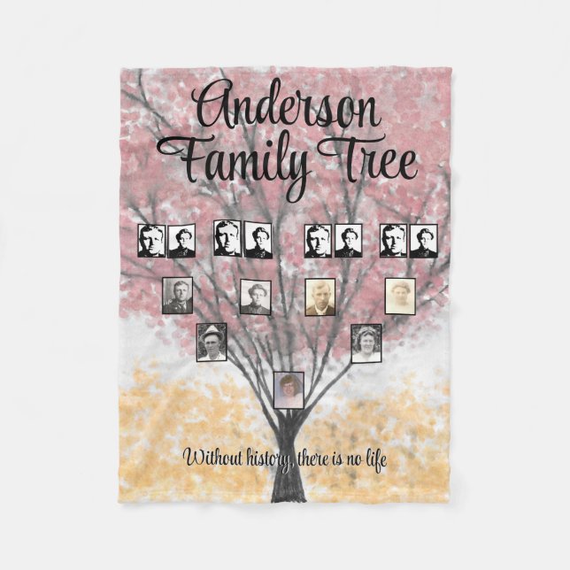 Couverture Polaire Photos de famille Aquarelle Rouge Arbre de famille (Devant)