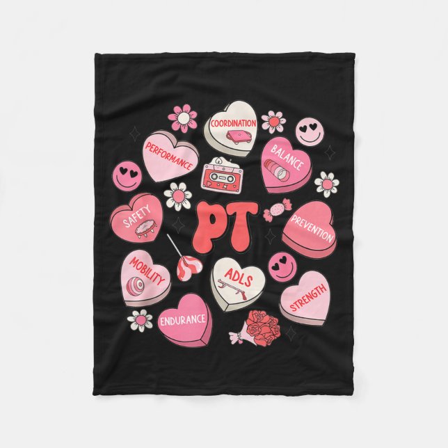 Couverture Polaire Physical Therapy Groovy Valentine's Day Heart Cand (Devant)