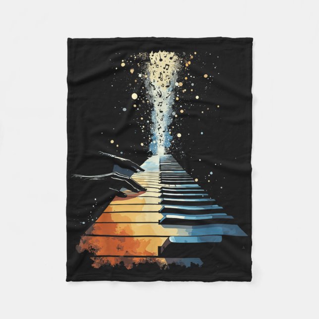Couverture Polaire Piano Keyboard Pianiste (Devant)