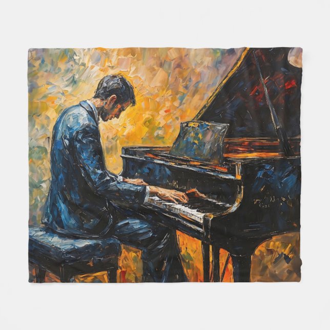 Couverture Polaire Piano Player - Peinture à l'huile (Devant (Horizontal))