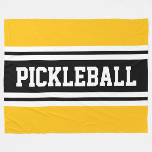 Couverture Polaire PICKLEBALL amusant Jaune brillant noir rayures de 