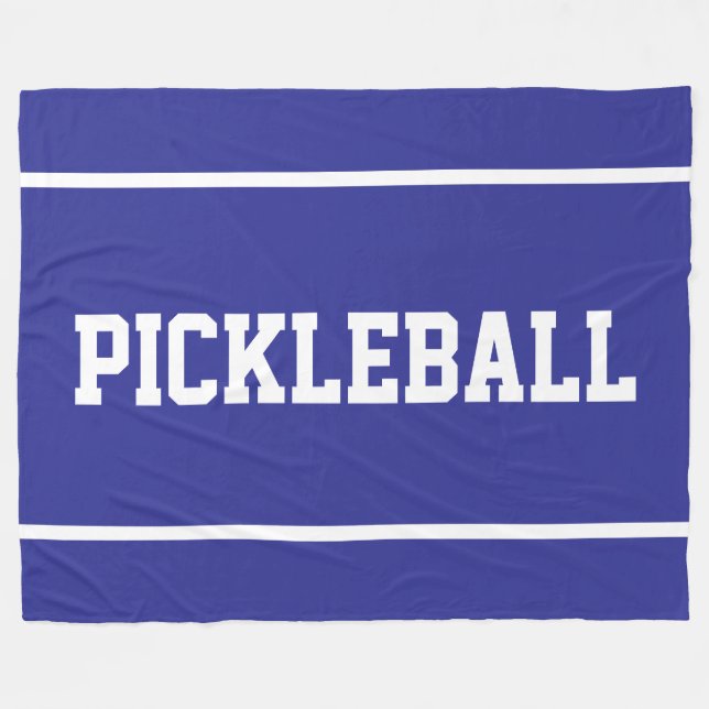 Couverture Polaire PICKLEBALL Amusant Rayures Blanches Sport sur Fond (Devant (Horizontal))