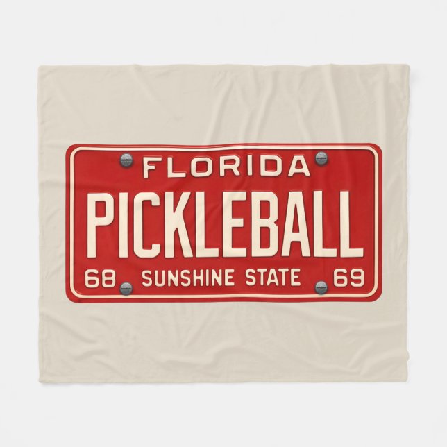 Couverture Polaire Pickleball Player Fan Retro Florida License Plate (Devant (Horizontal))