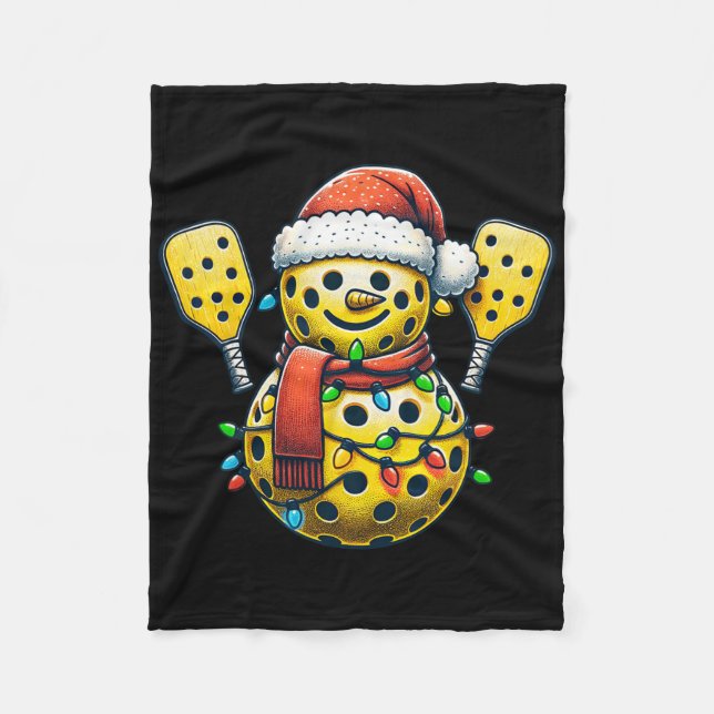 Couverture Polaire Picklell Snowman Santa Hat Lights Christmas Pickle (Devant)