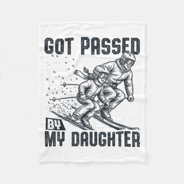 Couverture Polaire Pié par ma fille drôle de ski papa ski hiver (Devant)