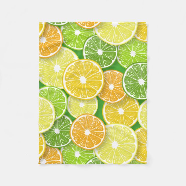 Couverture Polaire Pièces de fruits d'agrumes pop art 3 (Devant)