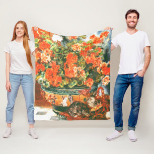 Couverture Polaire Pierre-Auguste Renoir Geraniums Et Chats