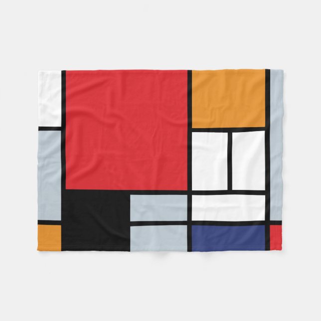 Couverture Polaire Piet Mondrian - Composition avec un grand plan rou (Devant (Horizontal))