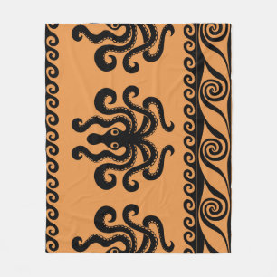 Couverture Polaire Pieuvre grecque ancienne, motif à vagues